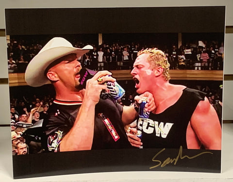 The Sandman ECW Signed 8x10 Color Photo w/ Stone Cold Steve Austin in pic