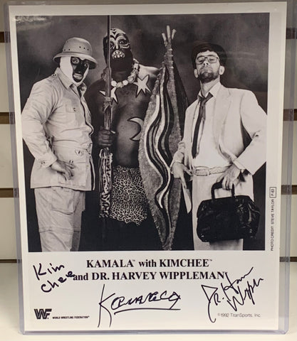 Kamala, Kimchee & Dr. Harvey Wippleman Triple Signed 8x10 Classic Photo (Comes w/COA)