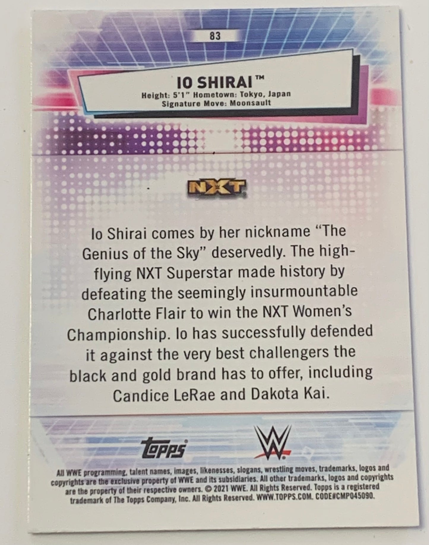 Iyo Sky 2021 WWE Topps Finest Card
