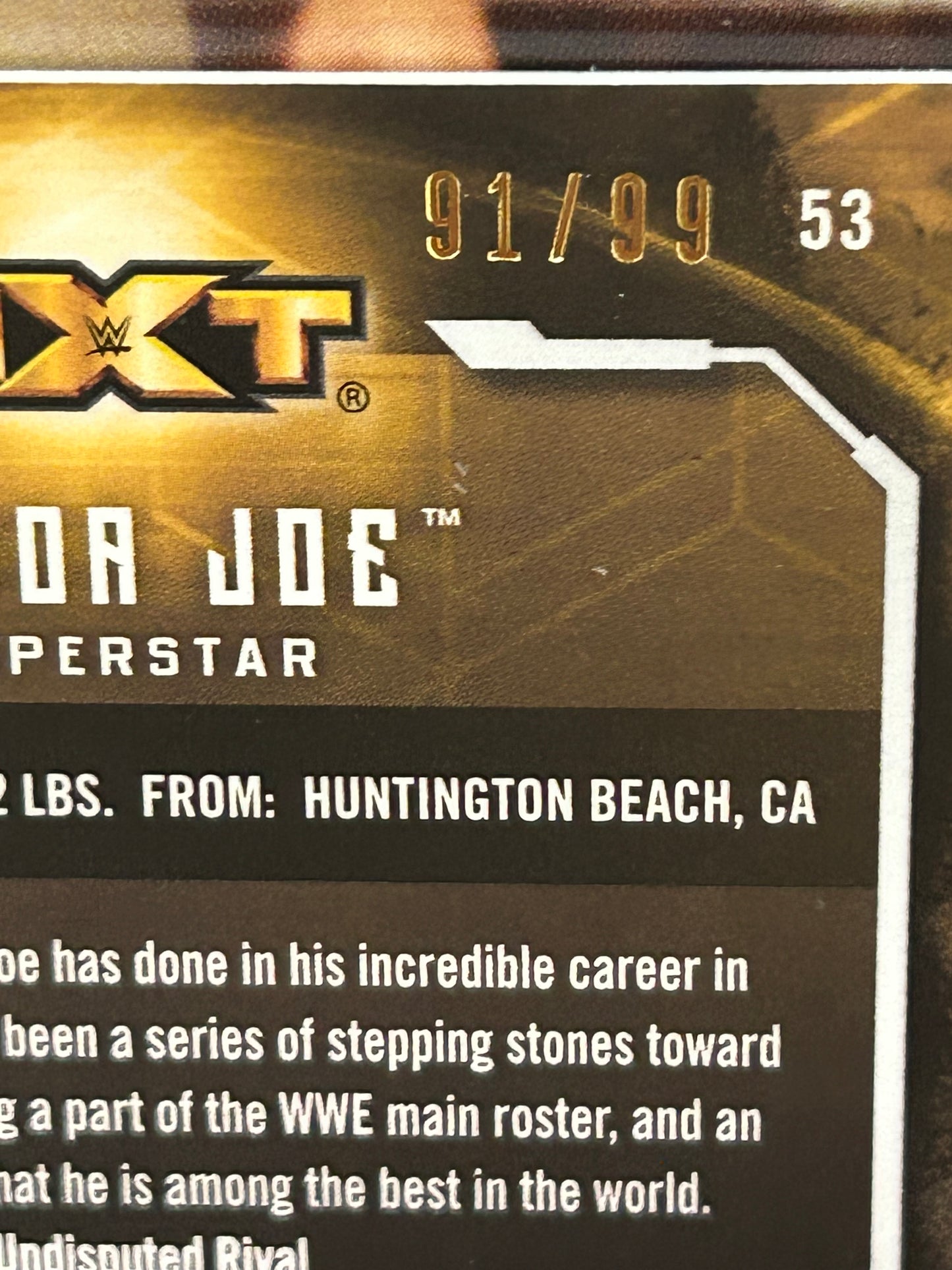 Samoa Joe 2017 NXT WWE Topps Undisputed Bronze Parallel Card #91/99