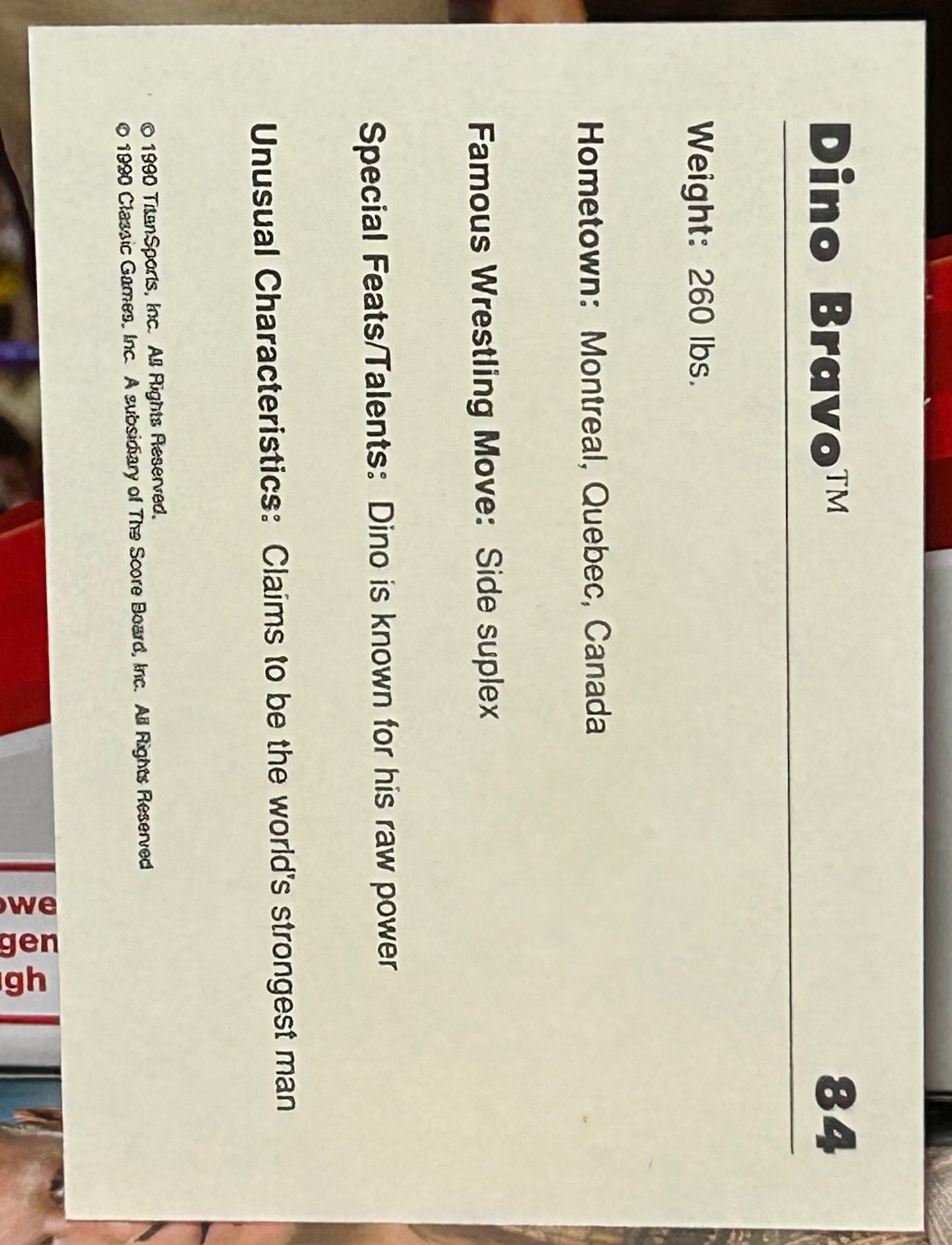 Dino Bravo 1990 WWE Classic Card