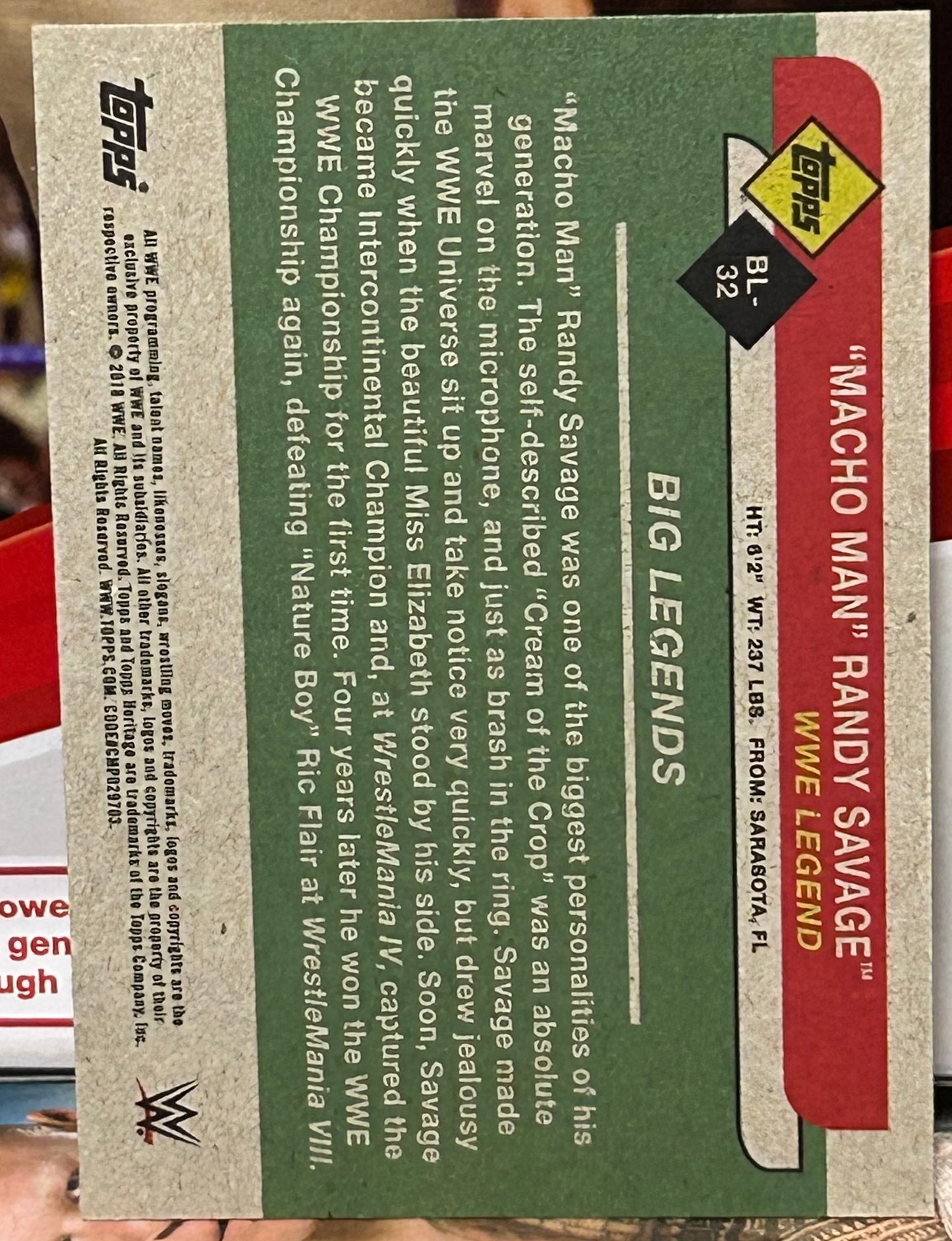 Macho Man Randy Savage 2018 WWE Topps Heritage Card