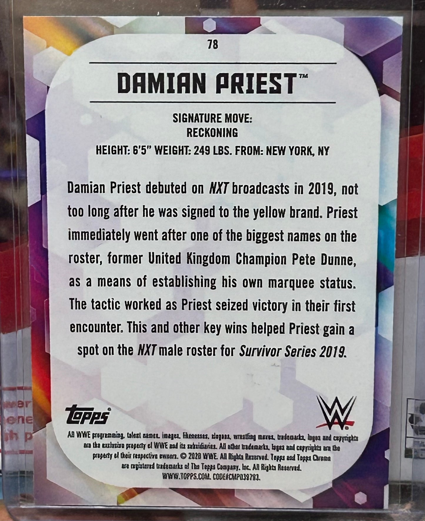 Damian Priest 2020 NXT WWE Topps Chrome Rookie Card