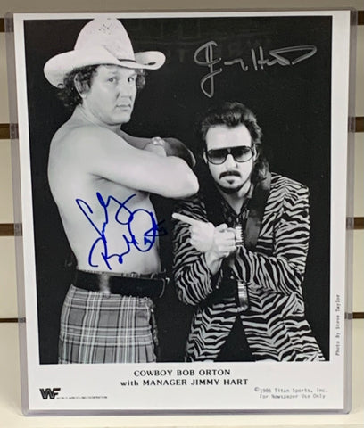Cowboy Bob Orton & Jimmy Hart Dual Signed 8x10 Classic Photo (Comes w/COA)