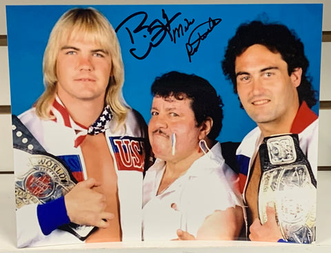 US Express (Barry Windham & Mike Rotunda) Dual Signed 8x10 Color Photo (Comes w/COA)