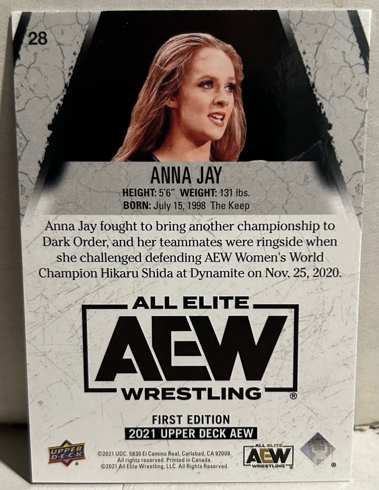 Anna Jay 2021 AEW UD Upper Deck Black Pyro Card