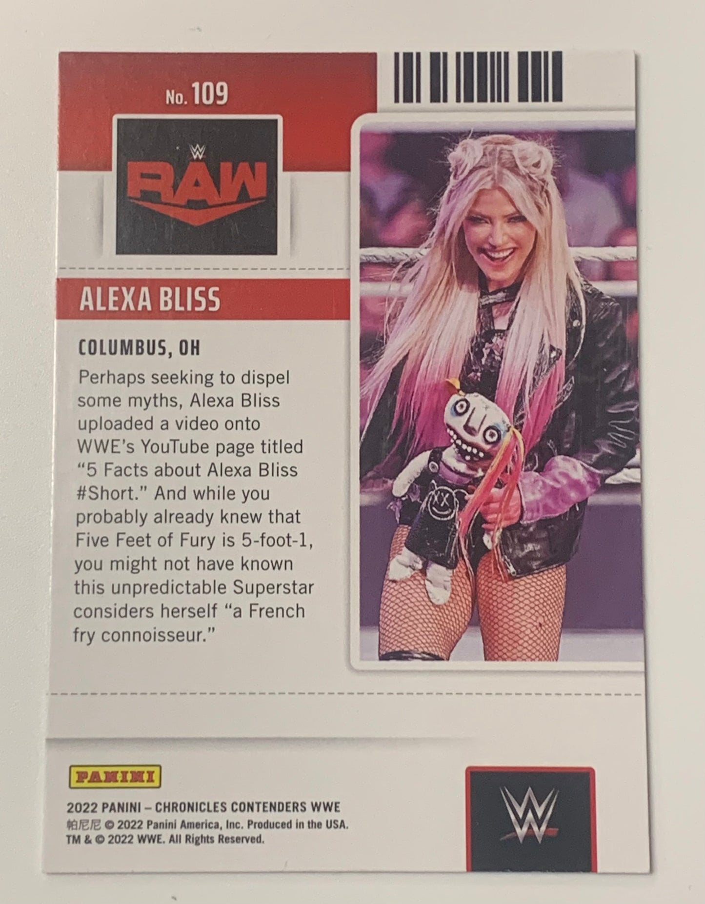 Alexa Bliss 2022 WWE Panini Chronicles Contenders Card