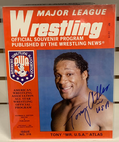 Tony Atlas Signed Major League Wrestling Official Program 1984 (Comes w/COA)