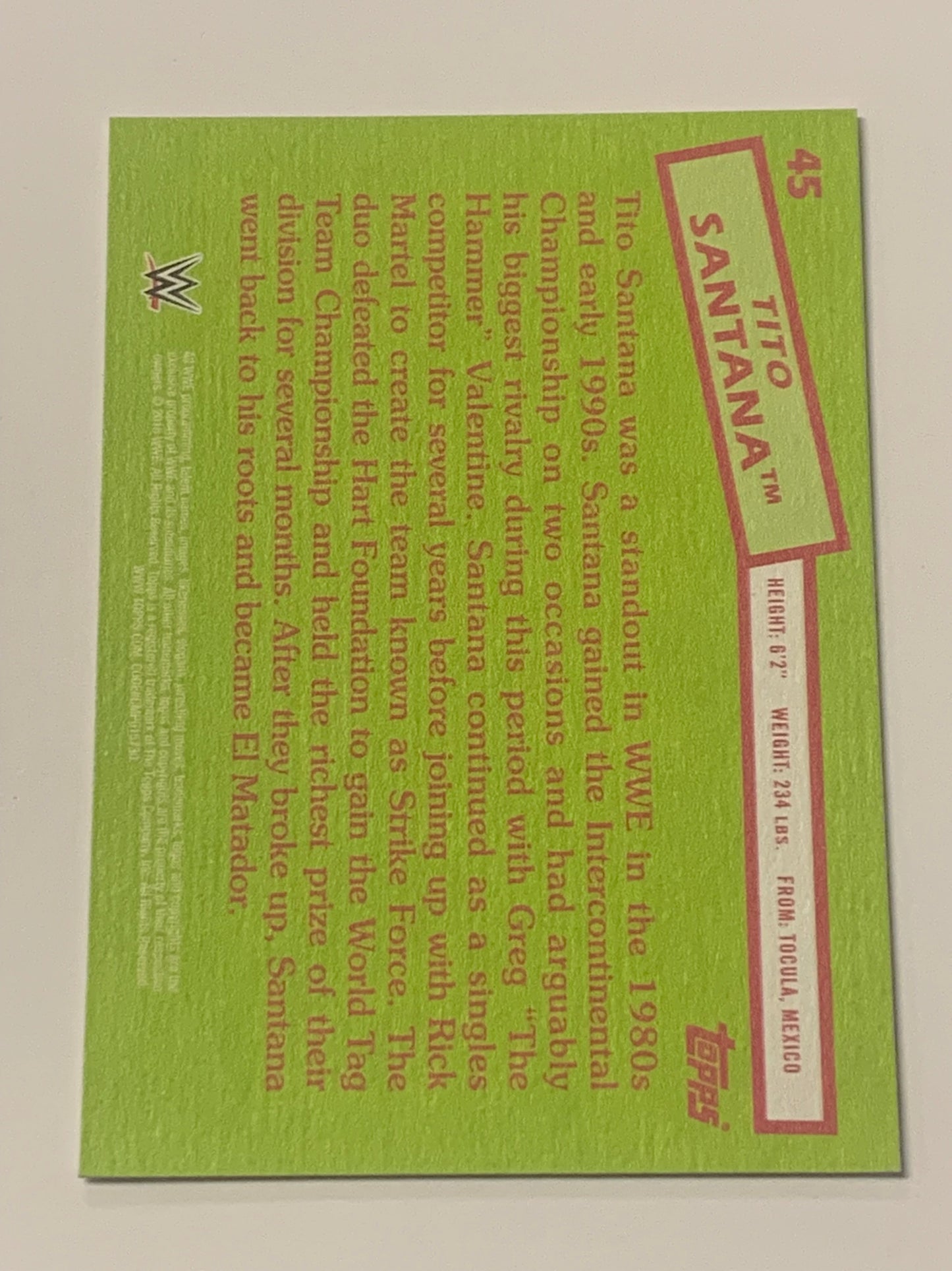 Tito Santana SIGNED 2015 WWE Topps Heritage Card (Comes w/COA)!!!