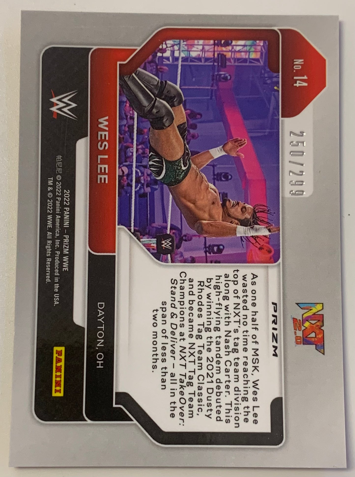 Wes Lee 2022 WWE NXT Panini Prizm Red #250/299