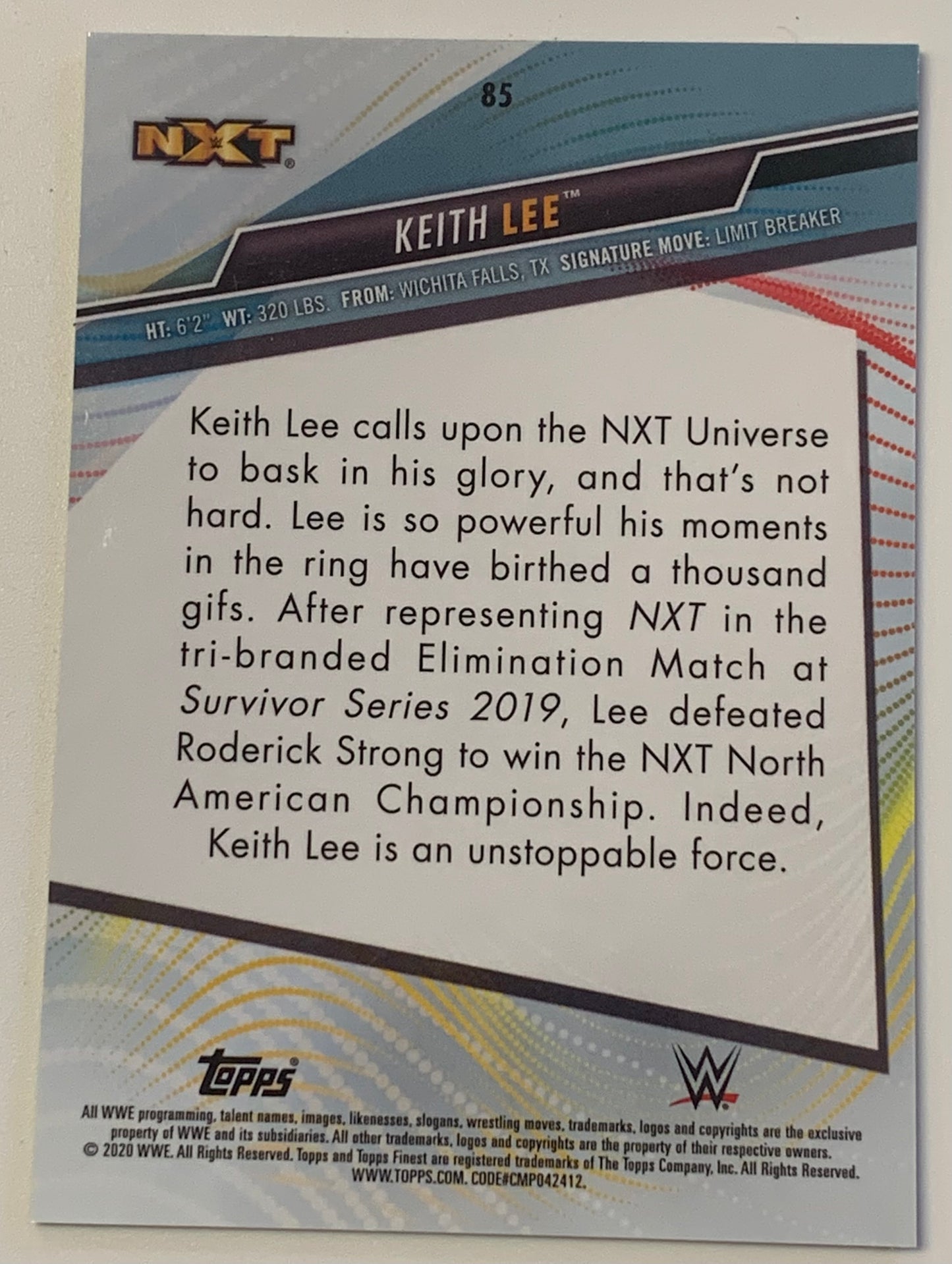 Keith Lee 2020 WWE NXT Topps Finest GREEN REFRACTOR #/99
