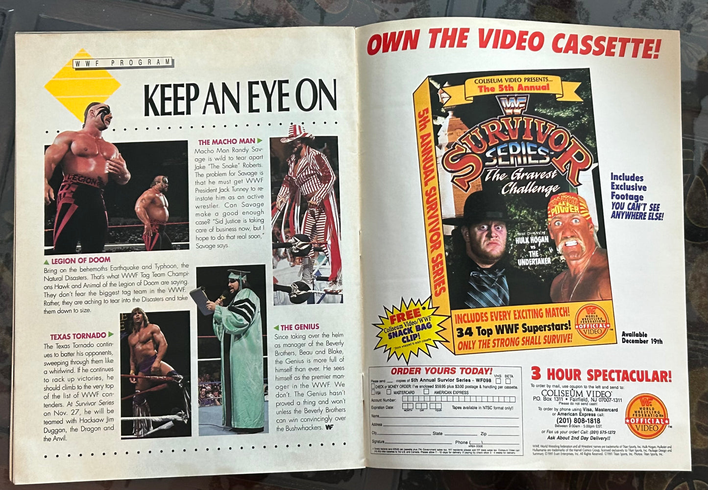 * WWE Magazine “Survivor Series 1991” Official Program (Hogan, Undertaker)