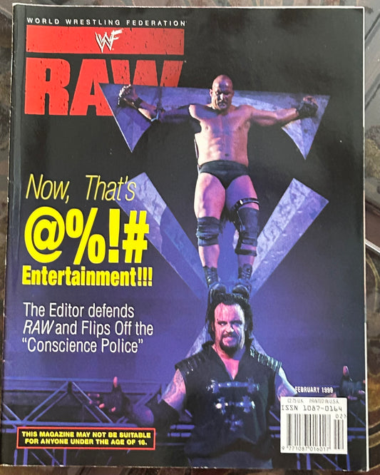 * WWE RAW Magazine Feb 1999 (Red Hot Double Sided DEBRA Poster Inside)