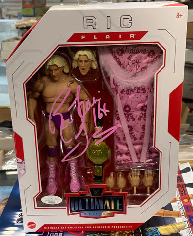 Ric Flair Signed & Inscribed WWE Ultimate Edition Action Figure ( JSA Authenticated. Plus Pic of him Signing)