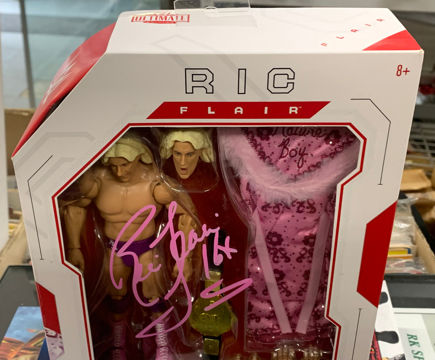 Ric Flair Signed & Inscribed WWE Ultimate Edition Figure ( JSA COA. Plus Pic of him Signing)