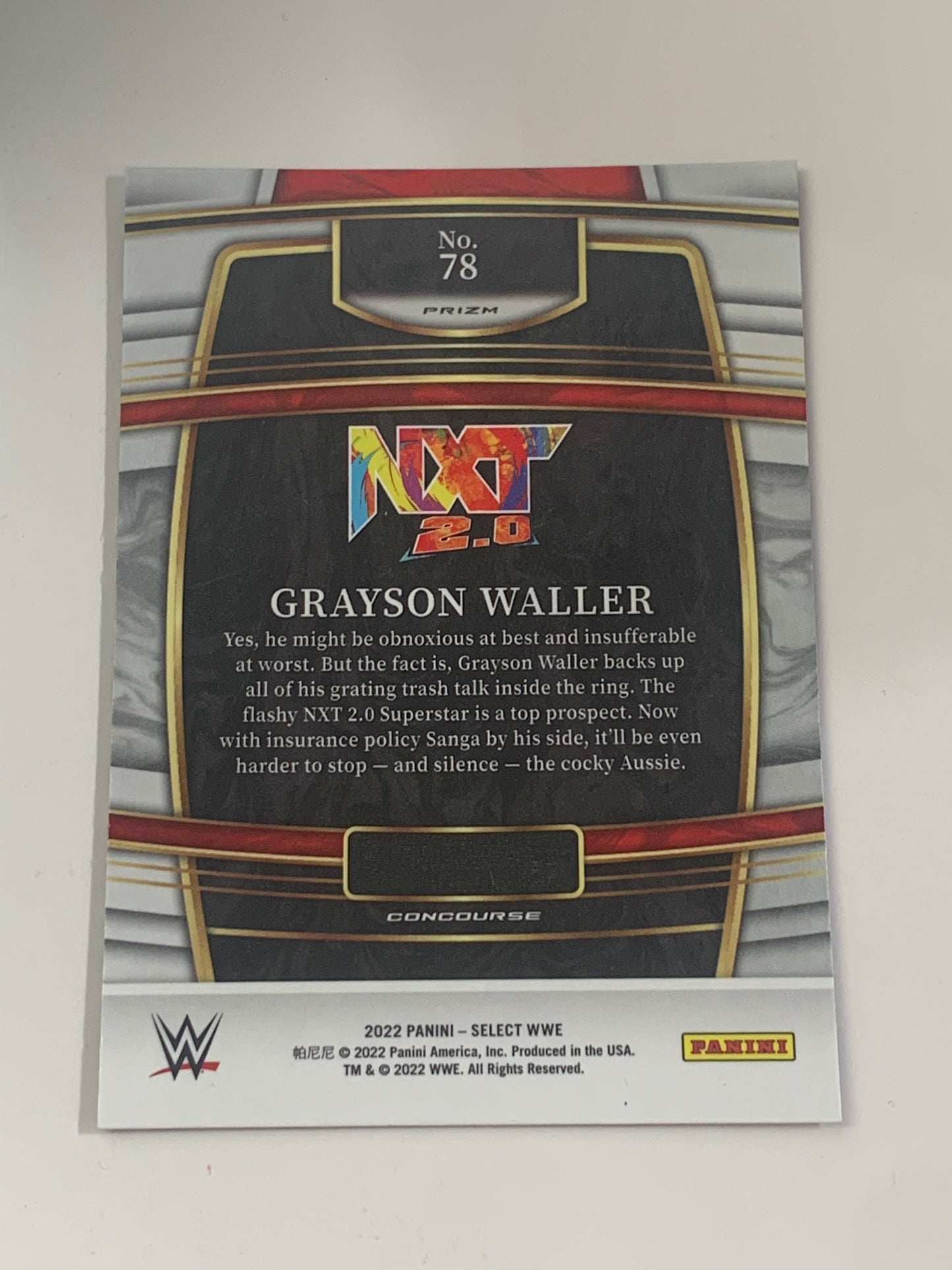 Grayson Waller 2022 WWE Panini Sellect Rookie Refractor “Concourse”