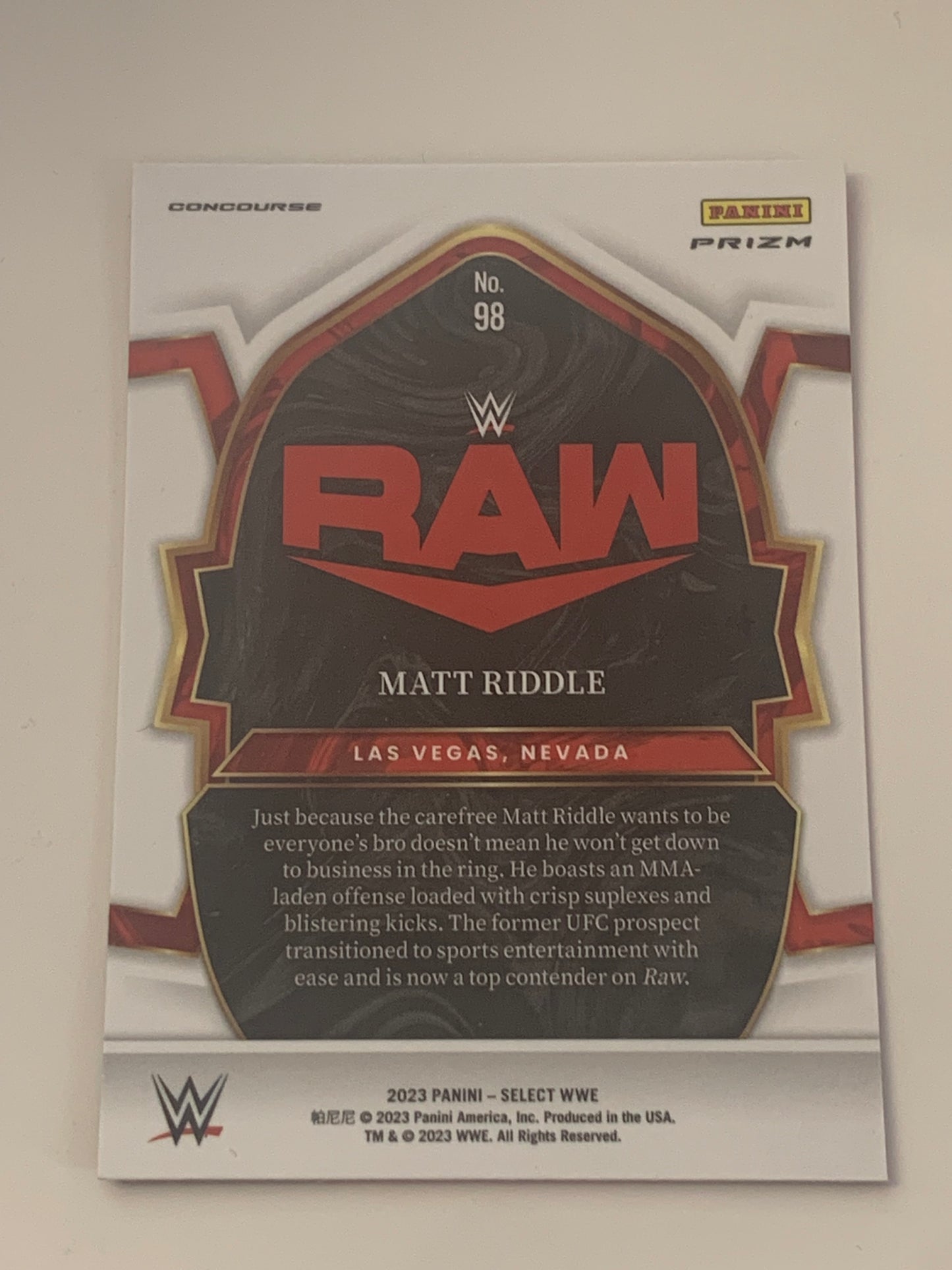 Matt Riddle 2023 WWE Panini Select Prizm Concourse