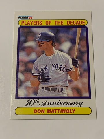 Don Mattingly 1990 Fleer “Players of the Decade” Card New York Yankees