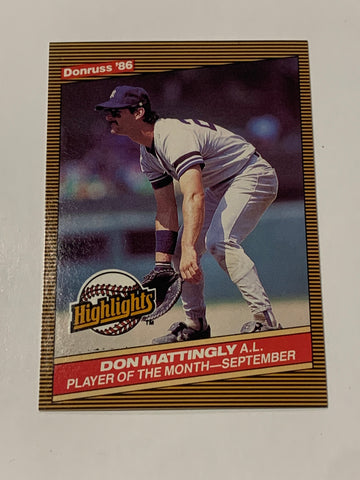 Don Mattingly 1986 Donruss Highlights Card New York Yankees
