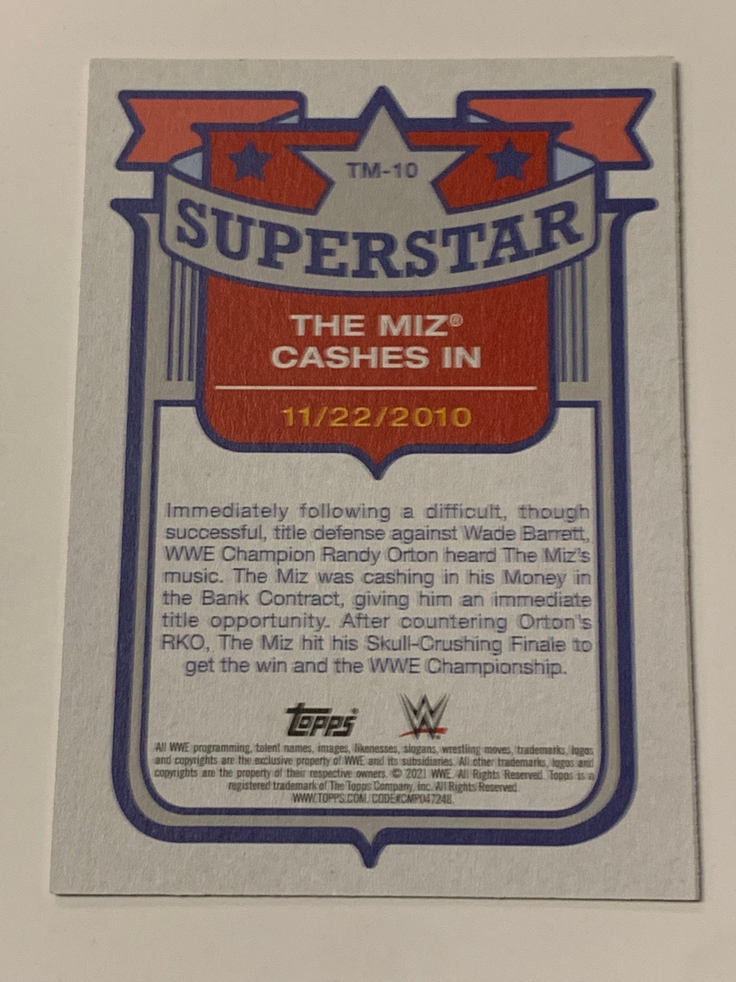 The Miz 2021 WWE Topps Superstar Card #10