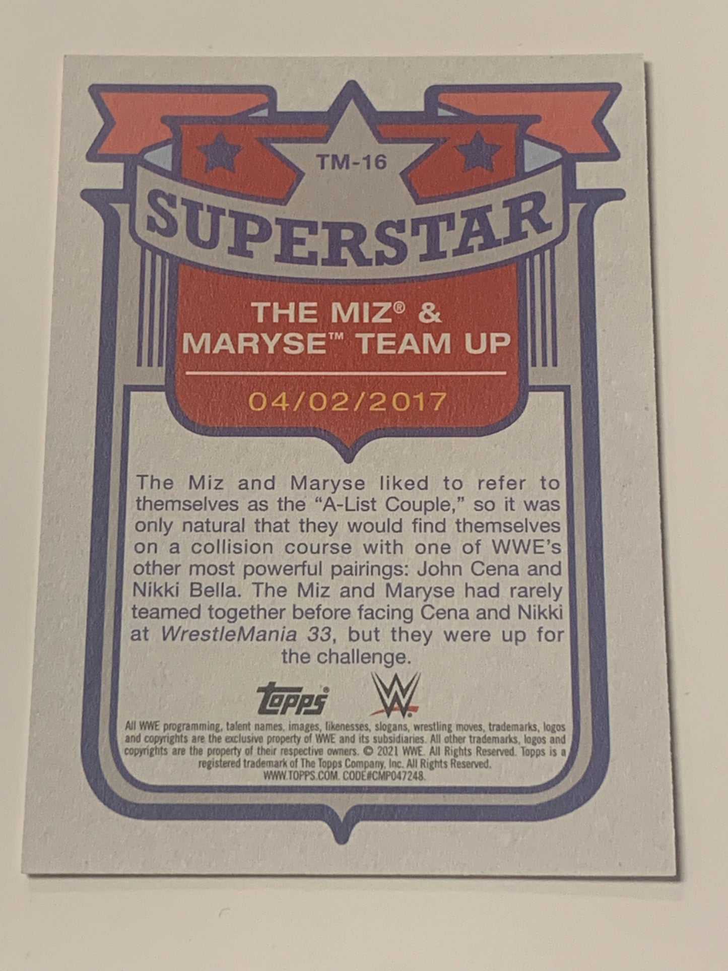 The Miz 2021 WWE Topps Superstar Card #16