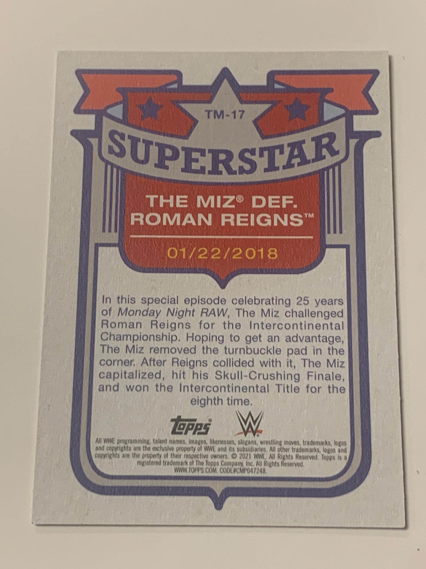 The Miz 2021 WWE Topps Superstar Card #17