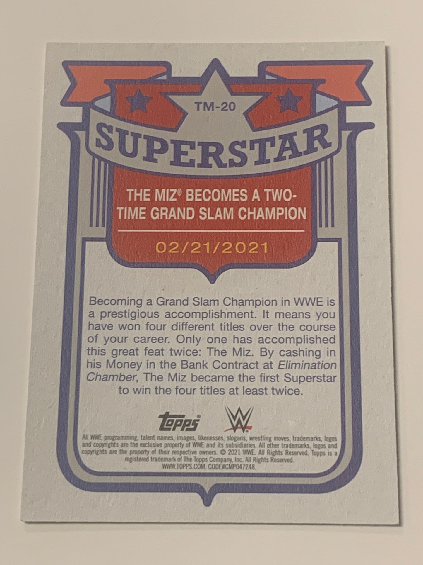 The Miz 2021 WWE Topps Superstar Card #20