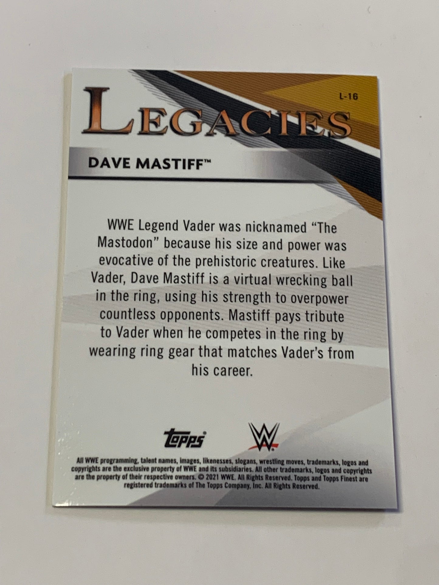 Vader & Dave Mastiff 2021 WWE Topps Finest “Legacies” Refractor #/25