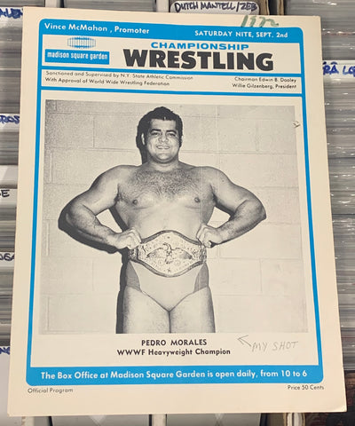 WWWF MSG Program 9/2/1972 Madison Square Garden Pedro Morales