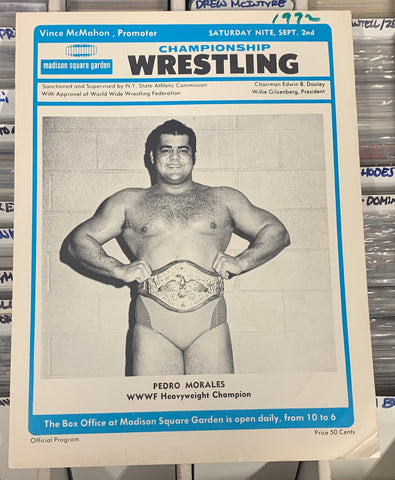 WWWF MSG Program 9/2/1972 Madison Square Garden Pedro Morales