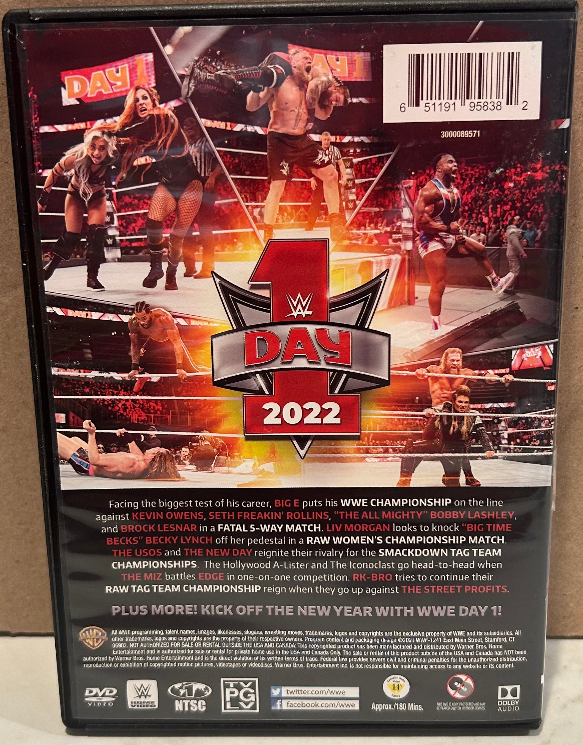 WWE DVD “Day 1” 2022 (Brock Lesnar, Owens, Miz, RK-Bro & so much