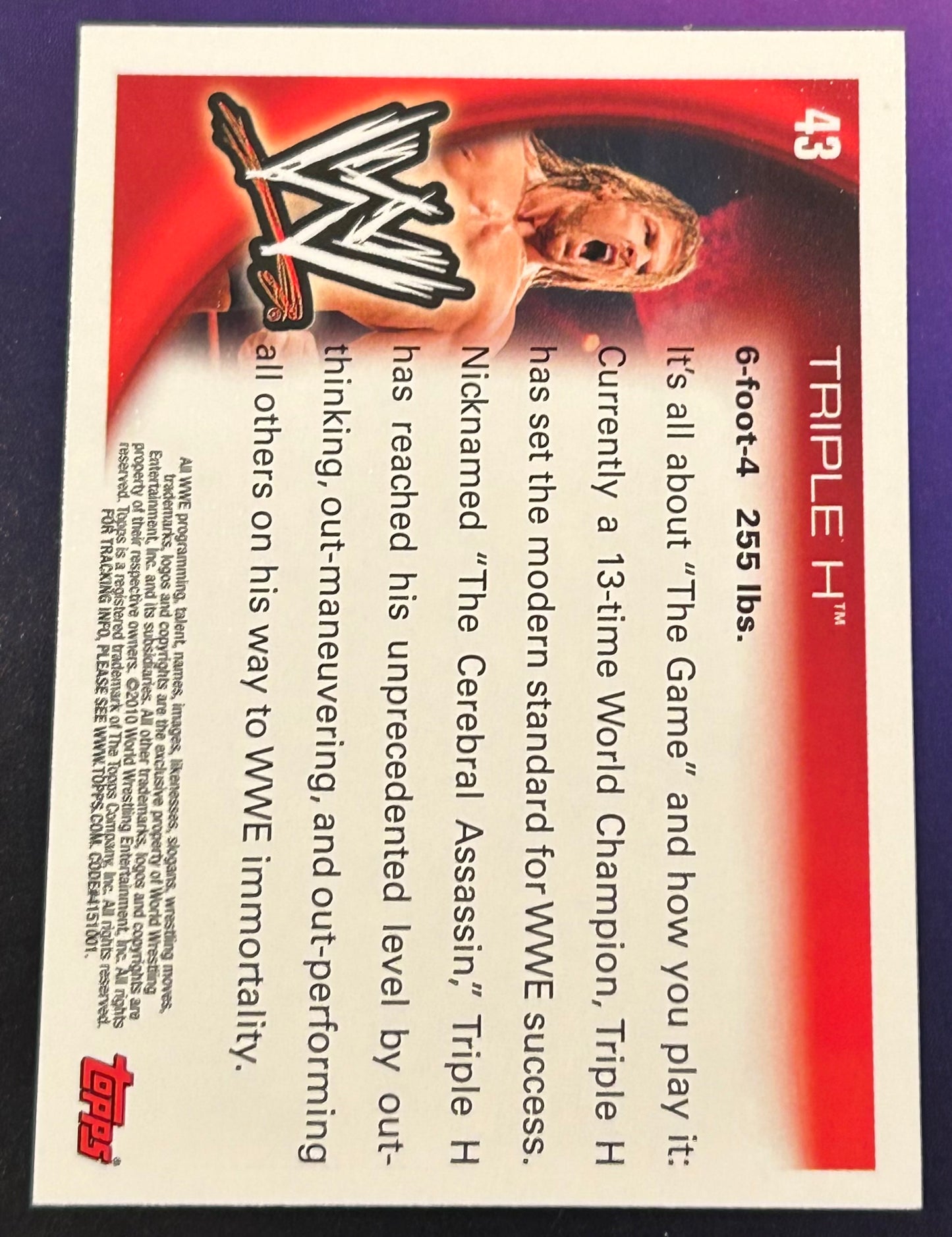 * Triple H 2010 WWE Topps Card
