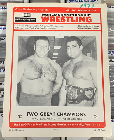 WWWF MSG Program 12/10/1973 Madison Square Garden Bruno Sammartino & Pedro Morales