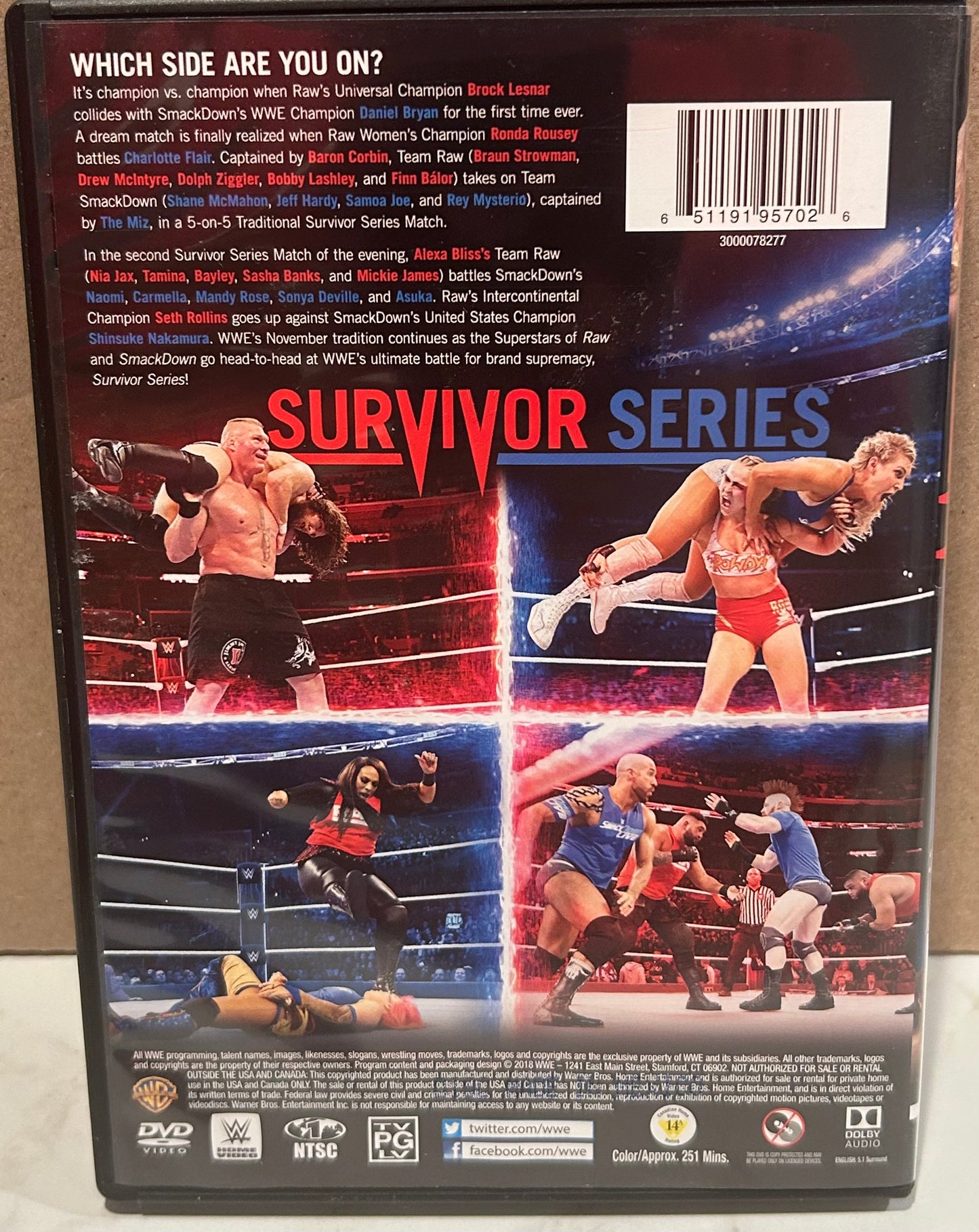 + WWE DVD “Survivor Series 2018” (2-Disc Set)  (Brock, Jeff Hardy, Rollins & so much more)