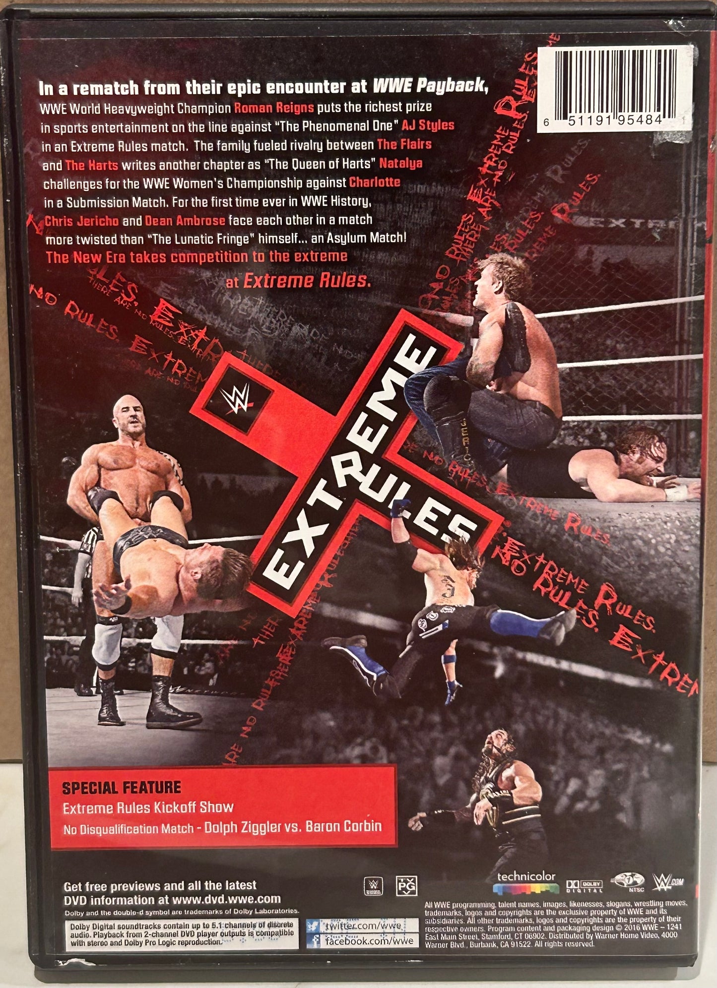 + WWE DVD “Extreme Rules 2016” Reigns, AJ Styles, Jericho & so much more)