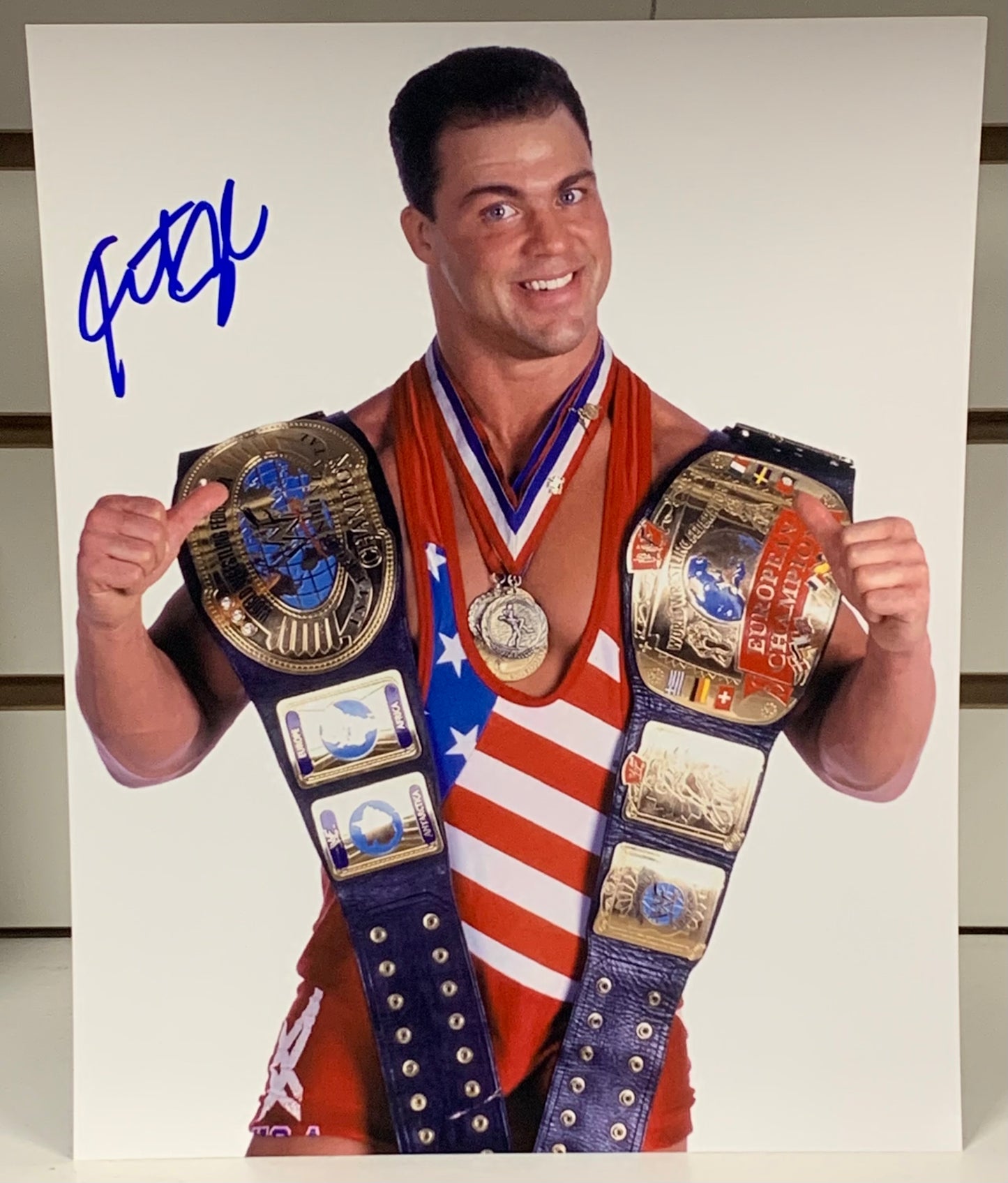Kurt Angle Signed 8x10 Color Photo WWE Hall of Fame (Comes w/COA)