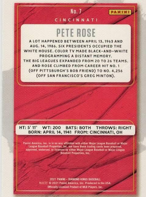 + Pete Rose 2021 Panini Diamond Kings Card
