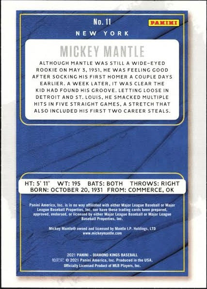 + Mickey Mantle 2021 Panini Diamond Kings Card