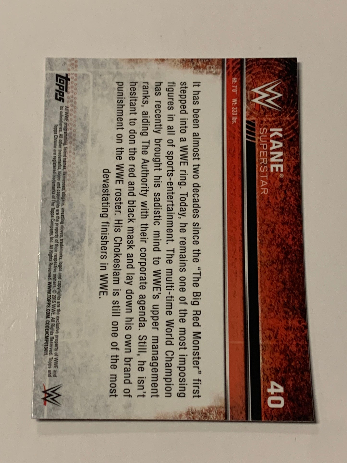 Kane 2015 WWE Topps Chrome Refractor Card