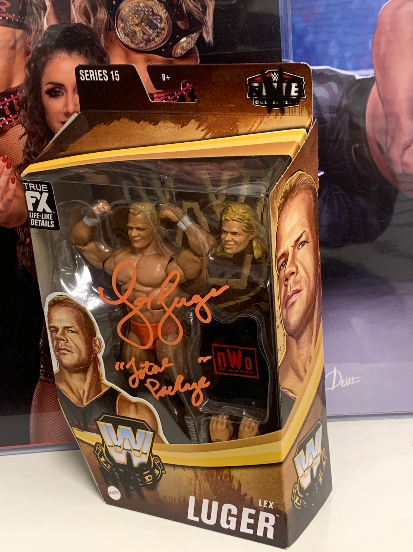 Lex Luger SIGNED & Inscribed WWE Legends Series 15 Figure ORANGE CHASE (Comes w/COA)