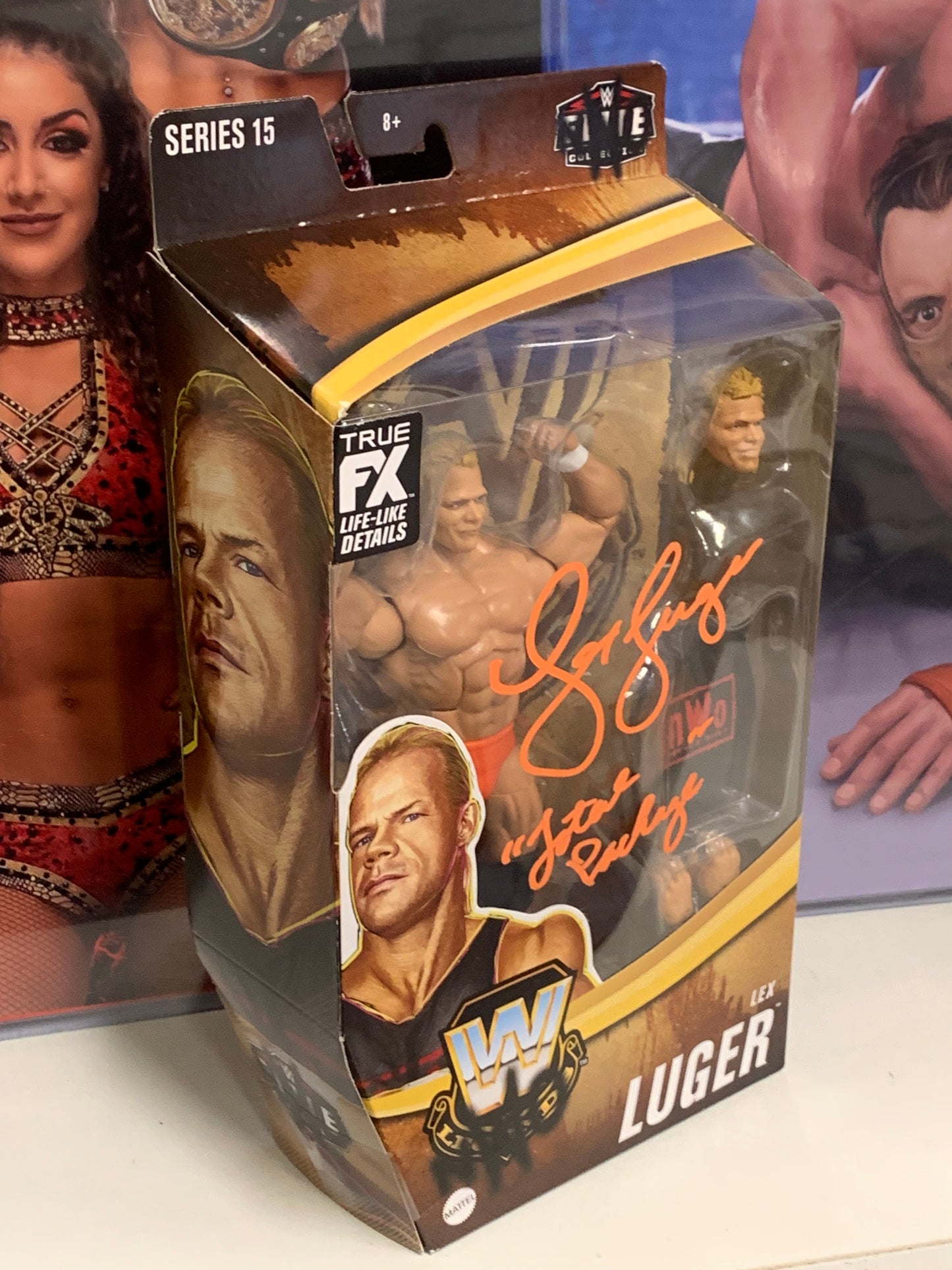 Lex Luger SIGNED & Inscribed WWE Legends Series 15 Figure ORANGE CHASE (Comes w/COA)