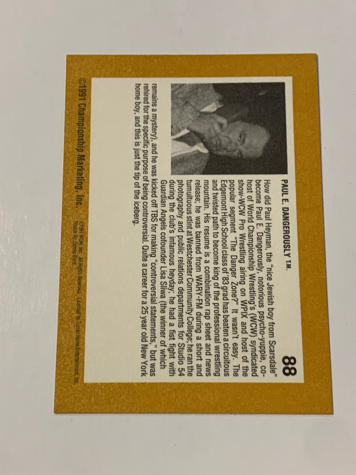 Paul Heyman 1991 WCW ROOKIE Card #88 (WWE Hall of Fame)