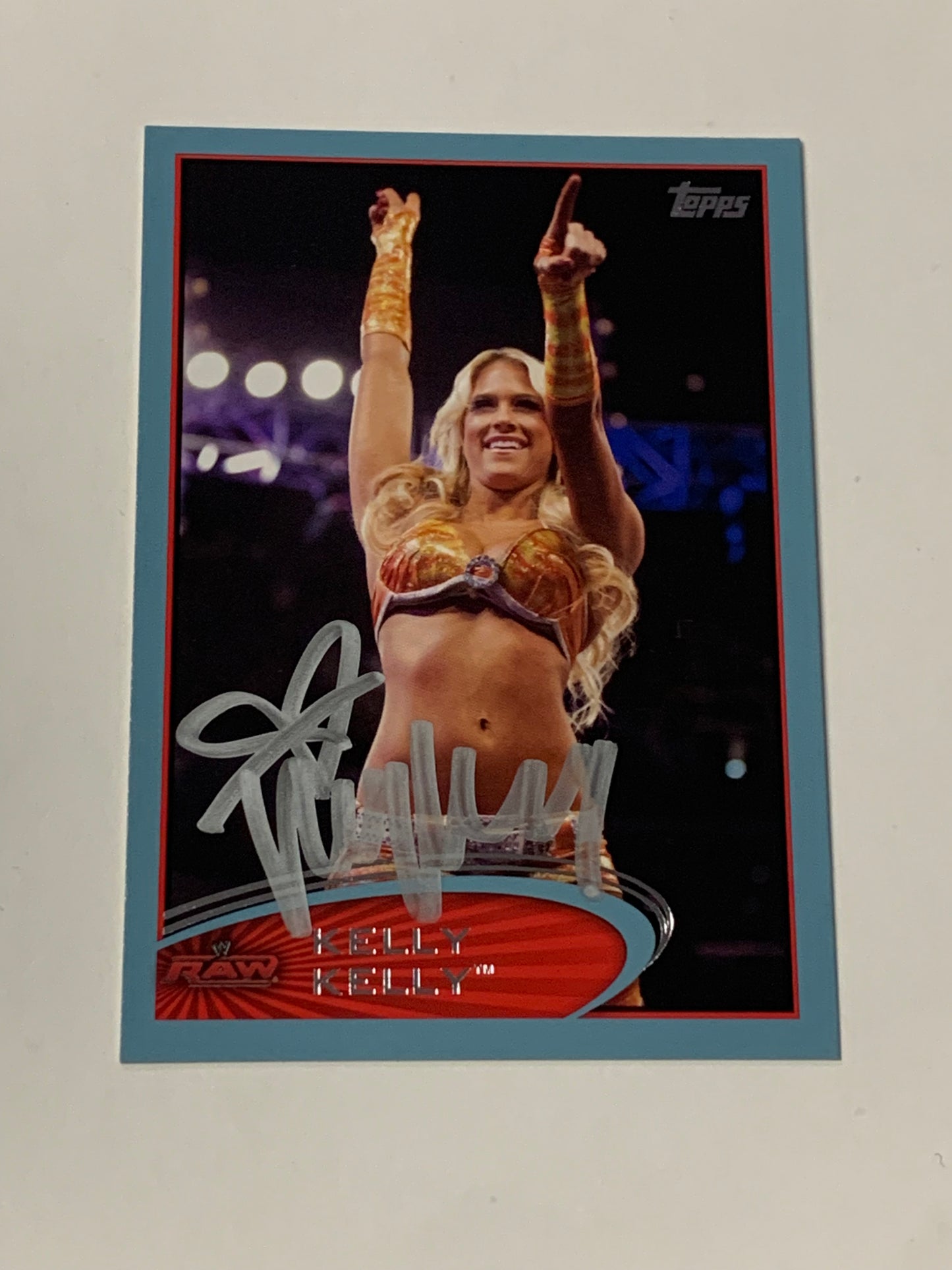 Kelly Kelly SIGNED 2012 WWE Topps Blue Parallel COA