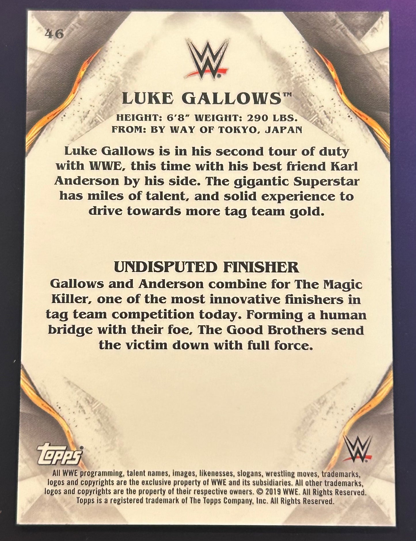 * Luke Gallows 2019 Topps Undisputed Card