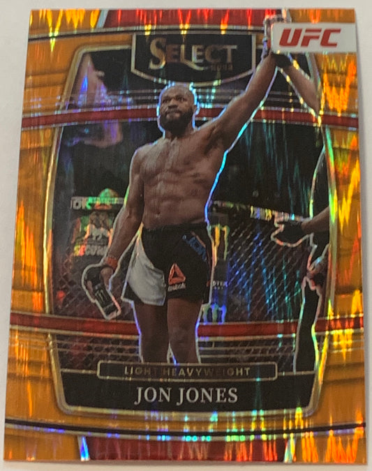 Jon Jones 2022 UFC Panini Select Orange Flash Prizm Concourse Card