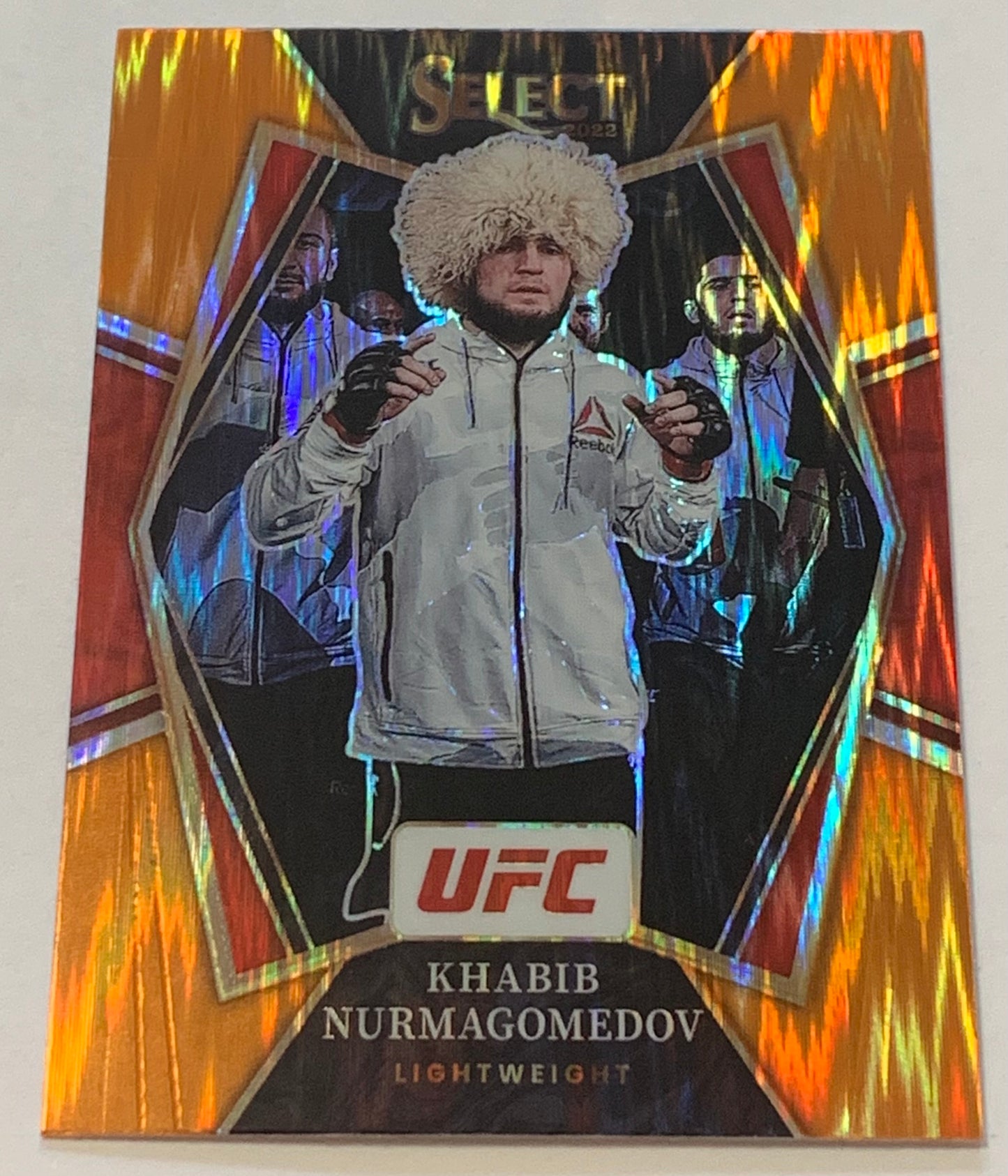 Khabib Nurmagomedov 2022 UFC Panini Select Orange Flash Prizm Concourse Card