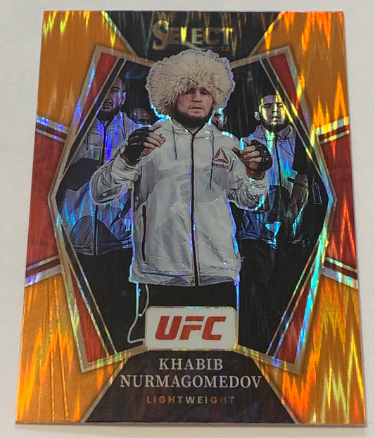 Khabib Nurmagomedov 2022 UFC Panini Select Orange Flash Prizm Concourse Card
