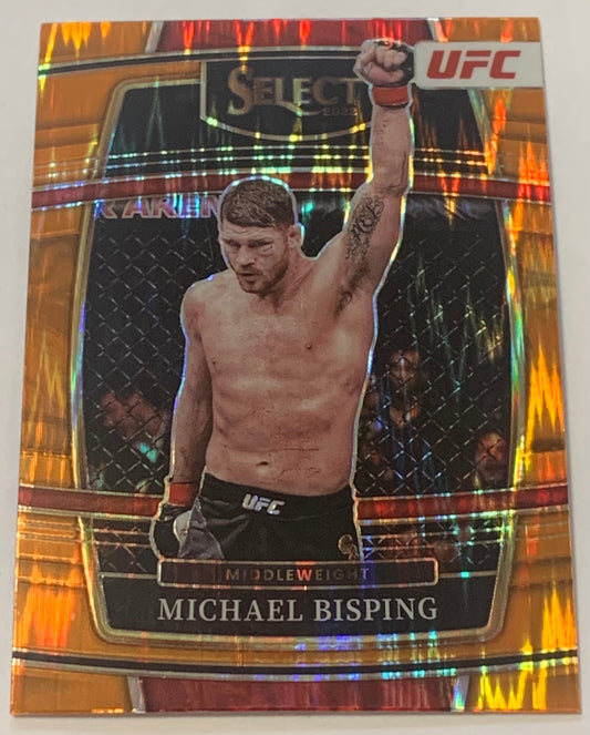 Michael Bisping 2022 UFC Panini Select Orange Flash Prizm Concourse Card