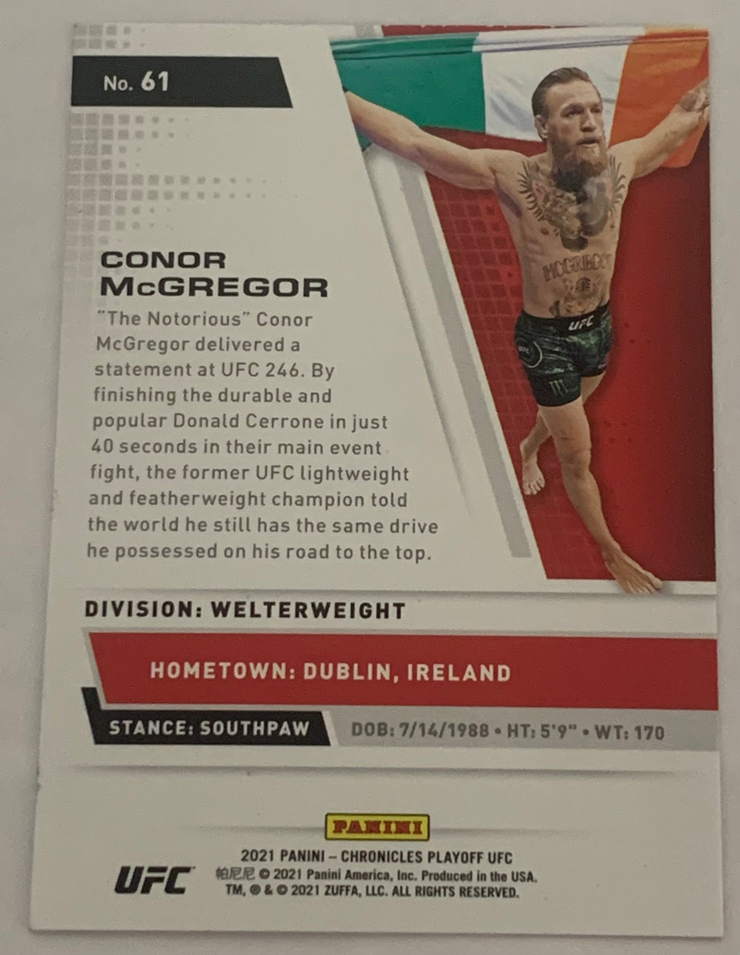 Conor McGregor 2021 UFC Panini Chronicles Playoff Card