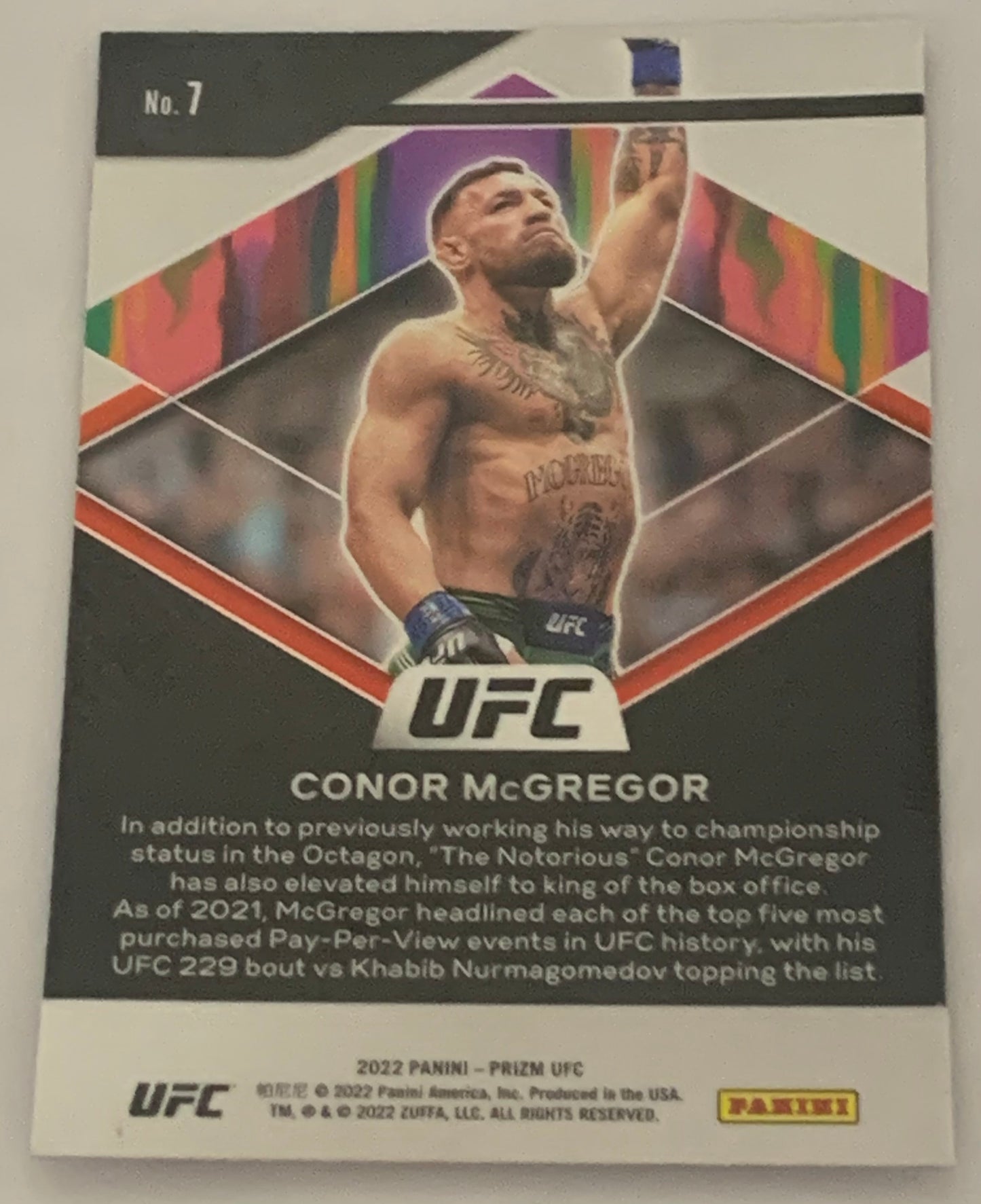 Conor McGregor 2022 Panini Prizm “Fearless” Insert Card